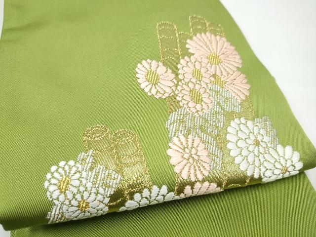 平和屋着物●半幅帯 唐織 花筏文 金銀糸 正絹 逸品 CABN8093hy