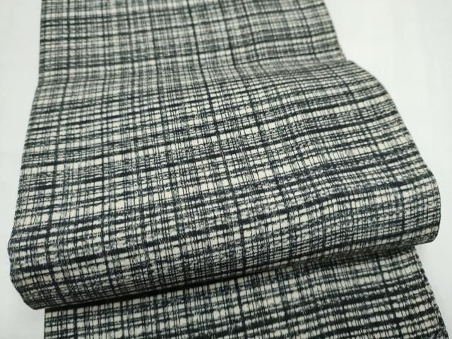 平和屋着物●半幅帯 格子柄 正絹 逸品 CABN8098hy