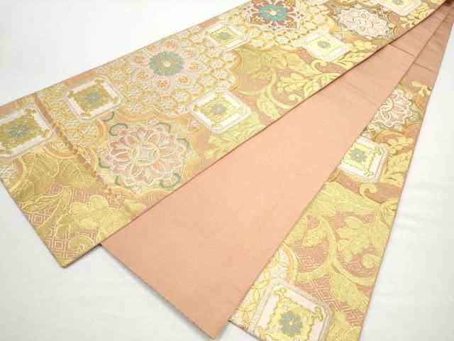 平和屋着物●西陣 川島織物 六通柄 本袋帯 草花文 金銀糸 正絹 逸品 CABN8104hy