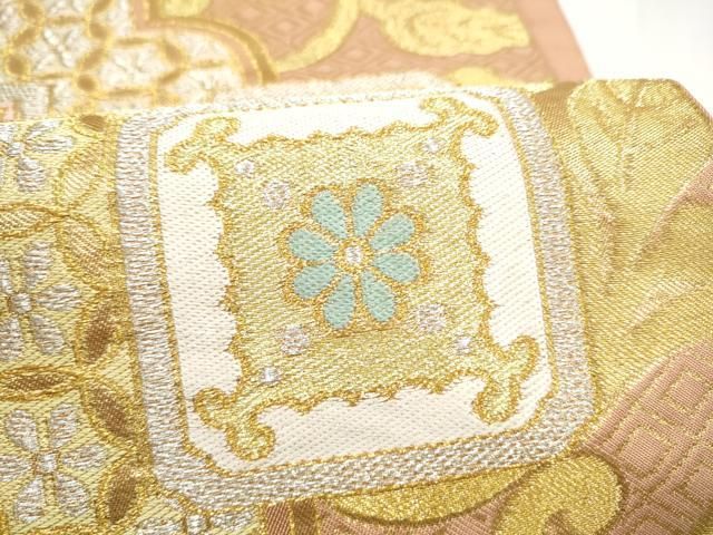 平和屋着物●西陣 川島織物 六通柄 本袋帯 草花文 金銀糸 正絹 逸品 CABN8104hy