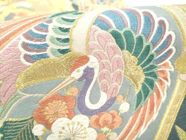 平和屋着物●六通柄袋帯 唐織 華装束 宝物華鳥立涌文 金糸 正絹 逸品 CABN8106hy