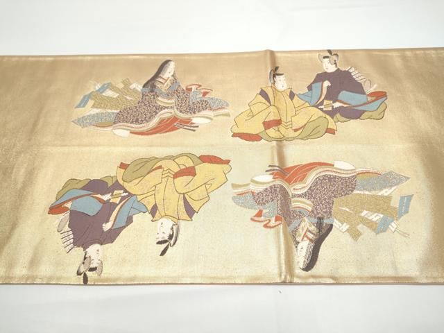 平和屋着物●六通柄袋帯 人物文 正絹 逸品 CABN8107hy