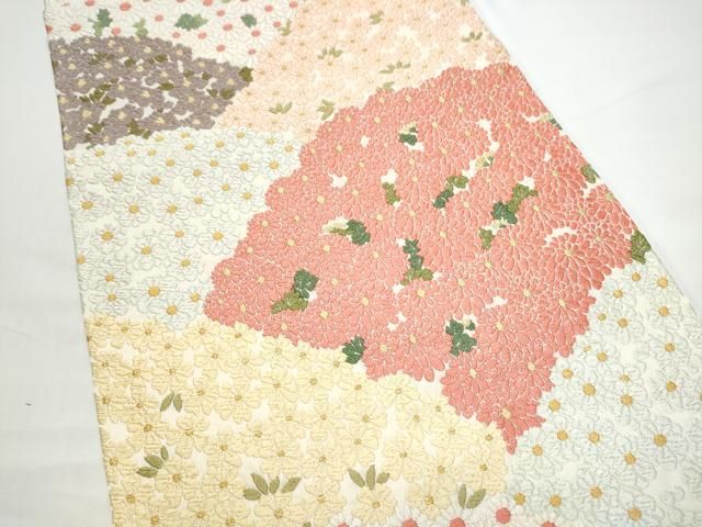 平和屋着物●六通柄袋帯 唐織 芳彩美術織物謹製 春秋御花 金糸 正絹 逸品 CABN8108hy