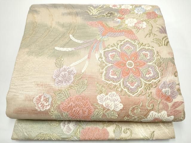 平和屋着物●六通柄袋帯 唐織 新錦 鳳凰花唐草文 金糸 正絹 逸品 CABN8118hy