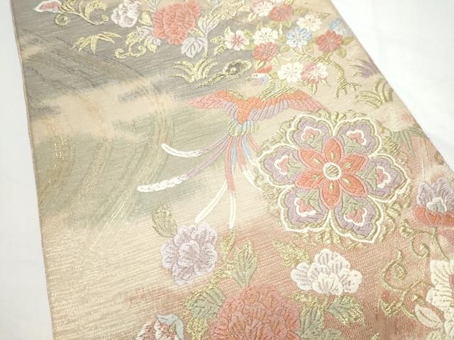 平和屋着物●六通柄袋帯 唐織 新錦 鳳凰花唐草文 金糸 正絹 逸品 CABN8118hy