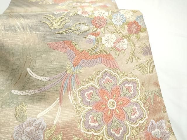 平和屋着物●六通柄袋帯 唐織 新錦 鳳凰花唐草文 金糸 正絹 逸品 CABN8118hy