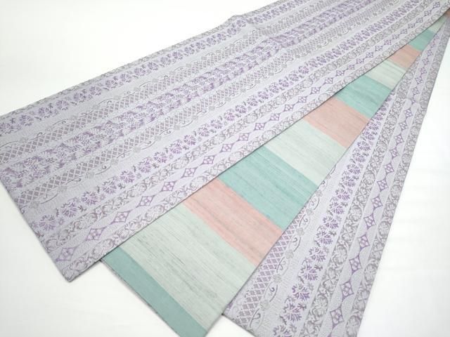 平和屋着物●両面 全通柄袋帯 草花間道 正絹 逸品 CABN8119hy