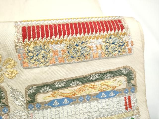 平和屋着物●龍村平蔵製 六通柄 本袋帯 威毛錦 金銀糸 正絹 逸品 CABN8139hy