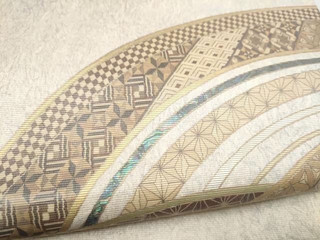 平和屋着物●太鼓柄袋帯 螺鈿箔 流水吉祥文 金彩 やまと誂製 正絹 逸品 CABN8145hy