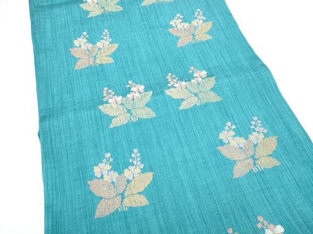平和屋着物●六通柄 本袋帯 草花文 金糸 正絹 逸品 CABN8164hy