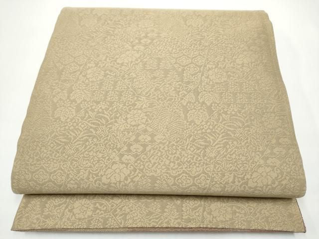 平和屋着物●両面 六通柄袋帯 市松文様 金糸 正絹 逸品 CABN8172hy