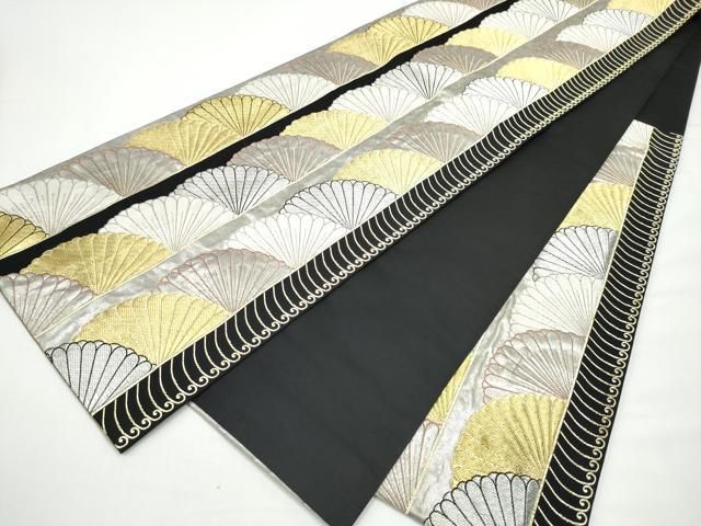 平和屋着物●六通柄袋帯 深秋の香 黒地 金銀糸 正絹 逸品 CABN8176hy