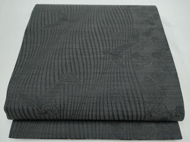 平和屋着物●染色作家 斉藤三才 両面 六通柄袋帯 流水文 三才鳥 金糸 正絹 逸品 CABN8188hy