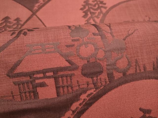 平和屋着物●名門木屋太 今河織物 六通柄袋帯 風景草花文 正絹 逸品 CABN8197hy