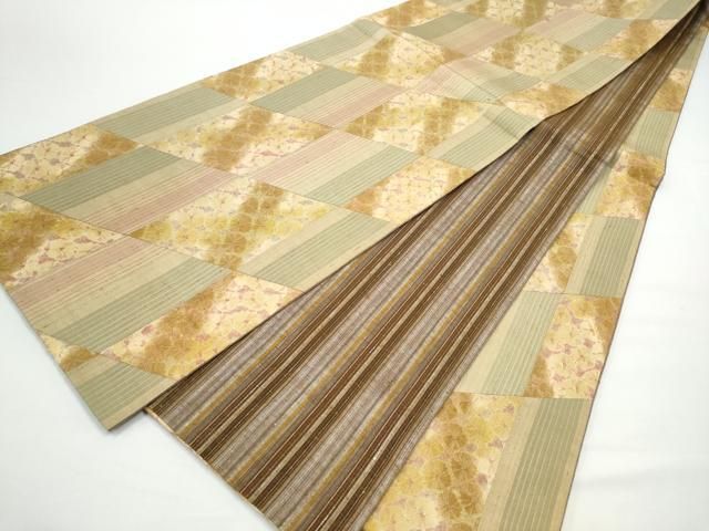 平和屋着物●両面 全通柄袋帯 紬地 蜘蛛絞り 切嵌 正絹 逸品 CABN8205hy
