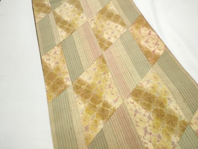 平和屋着物●両面 全通柄袋帯 紬地 蜘蛛絞り 切嵌 正絹 逸品 CABN8205hy