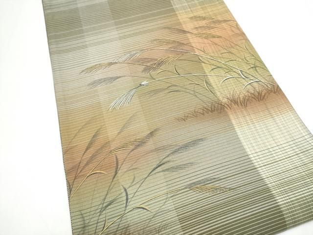 平和屋着物●琳派乃世界 灘昆年 両面 太鼓柄袋帯 手描き 枝笹文 正絹 逸品 CABN8206hy