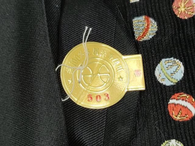 平和屋着物●西陣 浅山織物謹製 六通柄袋帯 毬 黒地 金糸 証紙付き 正絹 逸品 CABN8207hy