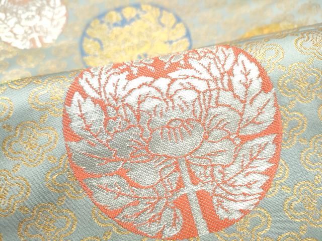 平和屋着物●龍村晋謹製 全通柄袋帯 近衛富貴文錦 金銀糸 正絹 逸品 CABN8215hy