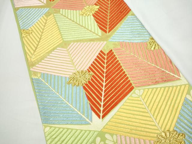 平和屋着物●六通柄袋帯 唐織 松葉文 金糸 正絹 逸品 CABN8220hy