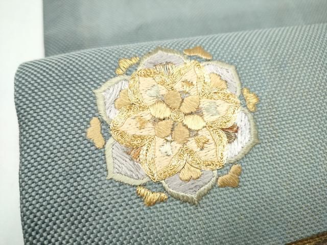 平和屋着物●太鼓柄袋帯 総刺繍 駒刺繍 舞花文 金糸 正絹 逸品 CABN8228hy