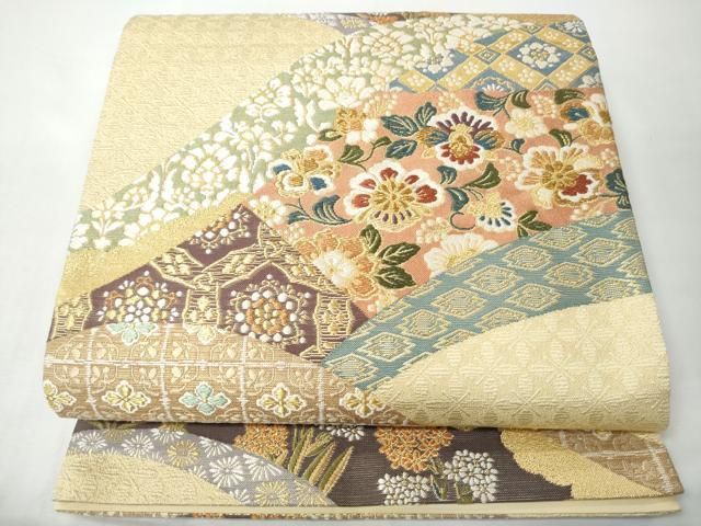 平和屋着物●六通柄袋帯 渡来裂香華文 金糸 正絹 逸品 CABN8294hy