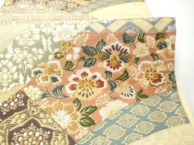 平和屋着物●六通柄袋帯 渡来裂香華文 金糸 正絹 逸品 CABN8294hy