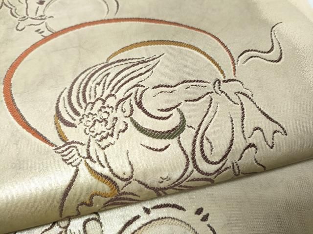 平和屋着物●六通柄袋帯 風神雷神 正絹 逸品 CABN8298hy