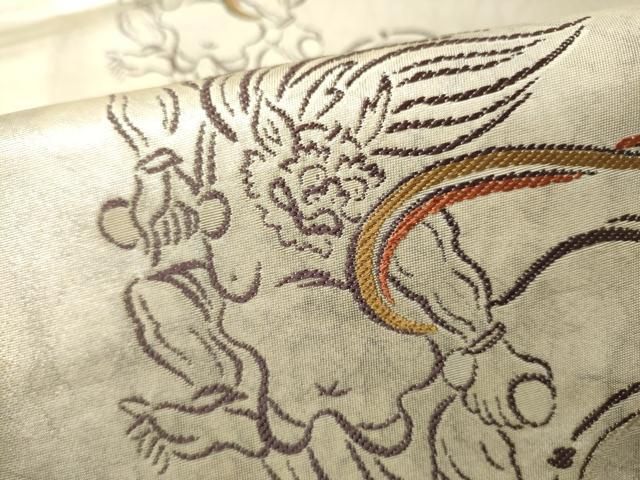 平和屋着物●六通柄袋帯 風神雷神 正絹 逸品 CABN8298hy