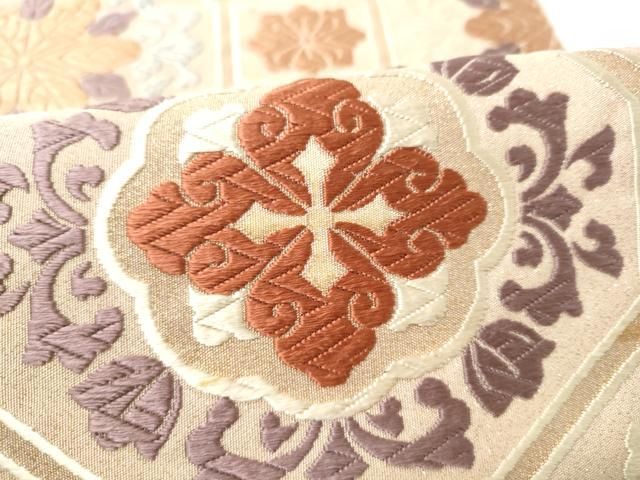 平和屋着物●六通柄袋帯 本綴れ唐織 蜀江花文 金糸 正絹 逸品 CABN8299hy