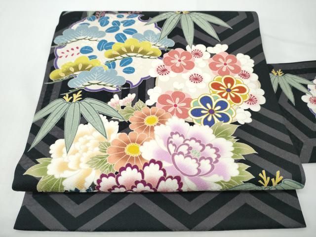 平和屋着物●九寸名古屋帯 雪輪松竹梅 金彩 正絹 逸品 CABN8309hy