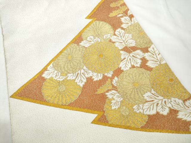 平和屋着物●爪搔き本綴れ 八寸名古屋帯 菊 金糸 正絹 逸品 CABN8315hy