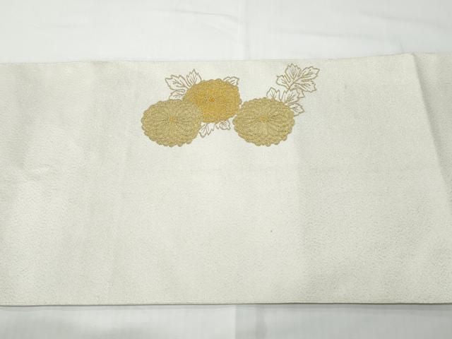 平和屋着物●爪搔き本綴れ 八寸名古屋帯 菊 金糸 正絹 逸品 CABN8315hy