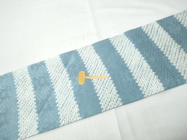 平和屋着物●九寸名古屋帯 絞り 総刺繍 魚 正絹 逸品 CABN8317hy