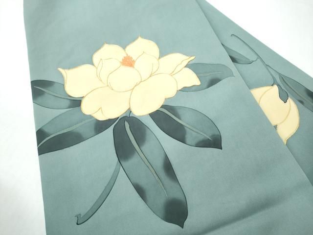 平和屋着物●塩瀬 九寸名古屋帯 駒刺繍 ろうけつ染 枝花文 正絹 逸品 CABN8323hy
