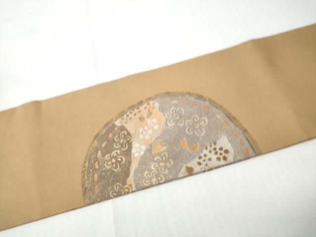 平和屋着物●塩瀬 九寸名古屋帯 作家物 絵皿花文 金彩 正絹 逸品 CABN8329hy