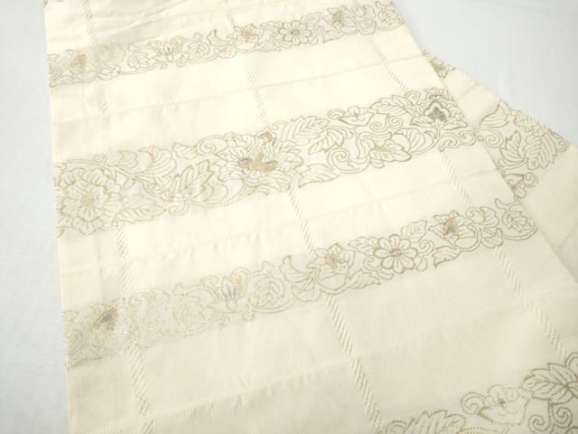 平和屋着物●九寸名古屋帯 牡丹唐草文 金糸 正絹 逸品 CABN8330hy
