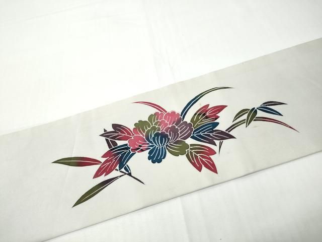 平和屋着物●塩瀬 九寸名古屋帯 友禅 花車文 正絹 逸品 CABN8331hy