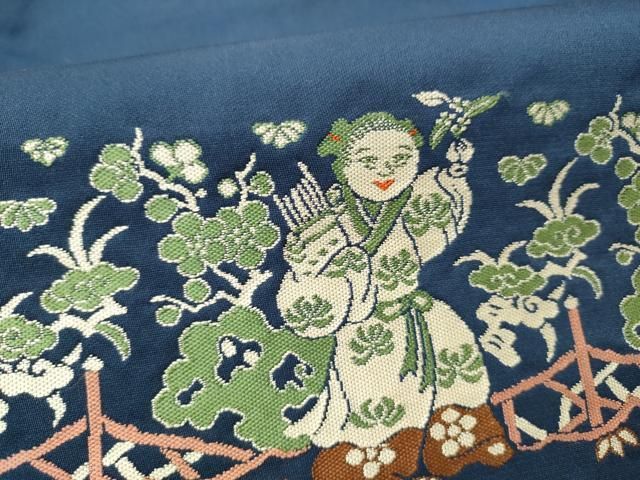 平和屋着物●龍村美術織物 たつむら 九寸名古屋帯 唐児遊歩文 高島屋扱い 正絹 逸品 CABN8335hy
