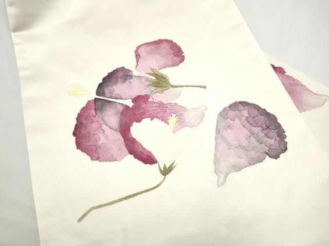 平和屋着物●九寸名古屋帯 枝花文 正絹 逸品 CABN8389hy