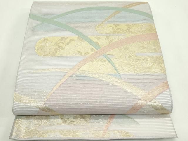 平和屋着物*夏物 六通柄袋帯 芝草エ霞桔梗文 金銀糸 正絹 逸品 CABN8421rv