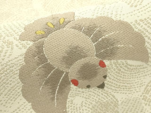 平和屋着物●太鼓柄袋帯 紹巴 雀 正絹 逸品 CABN8671rv