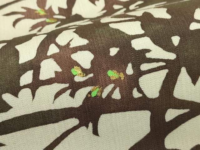 平和屋着物●太鼓柄袋帯 小千谷紬 cire 蝋染め 草花文 金彩 織田工房 証紙付き 正絹 逸品 CABN8679rv