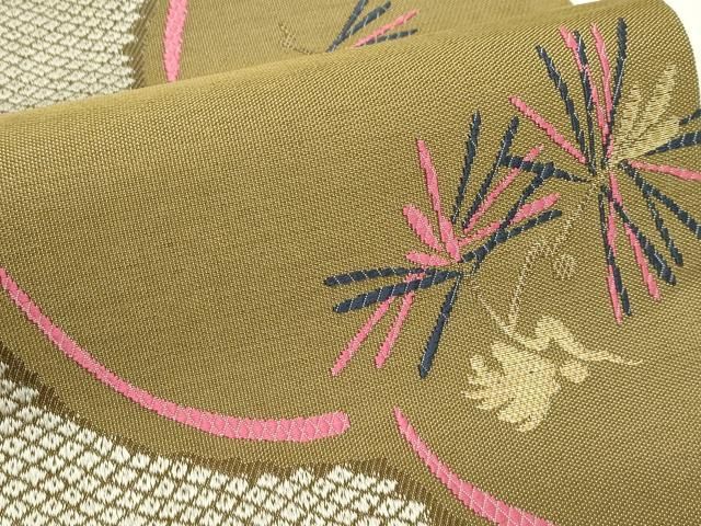 平和屋着物●西陣 六通柄袋帯 唐織 松竹梅 金糸 証紙付き 正絹 逸品 未使用 CABN8685rv