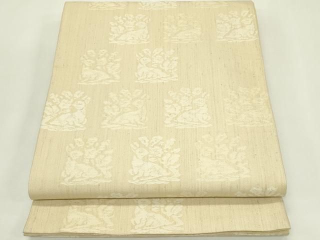 平和屋着物●西陣 かつやま織物謹製 六通柄袋帯 兎 正絹 逸品 CABN8687rv