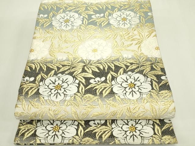 平和屋着物●六通柄袋帯 唐織 草花文 金糸 正絹 逸品 CABN8688rv