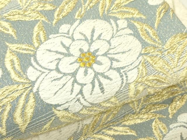 平和屋着物●六通柄袋帯 唐織 草花文 金糸 正絹 逸品 CABN8688rv