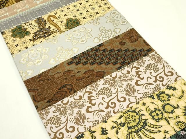平和屋着物●六通柄袋帯 バティック 唐織 切嵌 横段文 金糸 正絹 逸品 CABN8690rv
