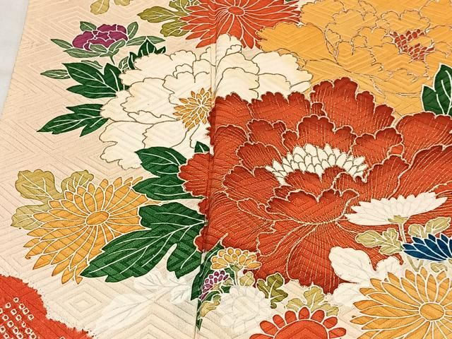 平和屋着物■豪華振袖 絞り 雲取り草花文 金彩 正絹 逸品 CABN9204ua
