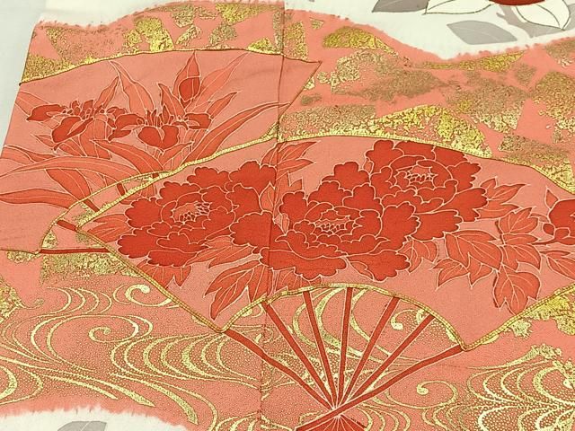 平和屋着物■豪華振袖 駒刺繍 絞り 扇面草花文 金彩 正絹 逸品 CABN9208ua